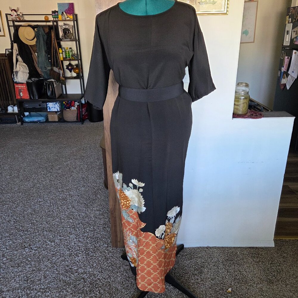 Handmade Recycled Kimono Dress 100% Silk